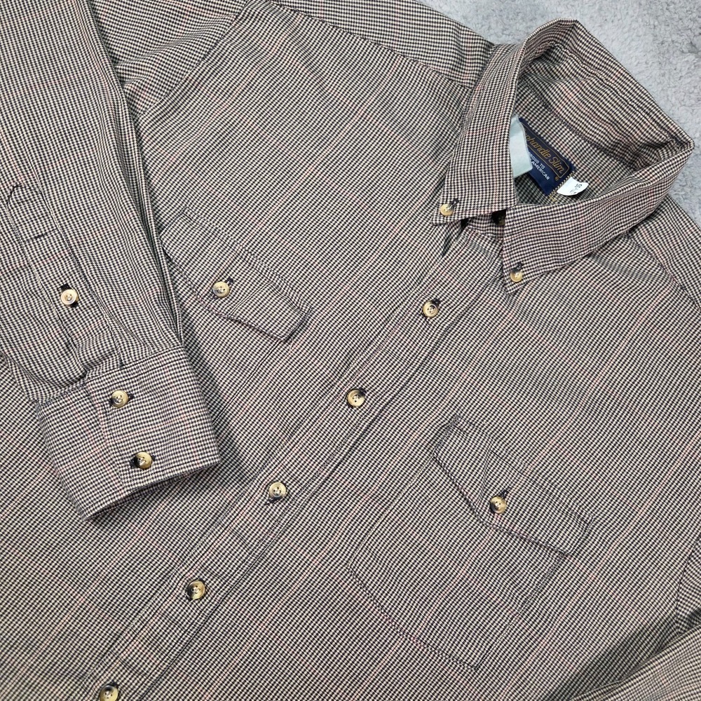 Vtg Panhandle Slim Western Shirt Mens 17/35 Houndstooth Gun Club Check USA Cowbo